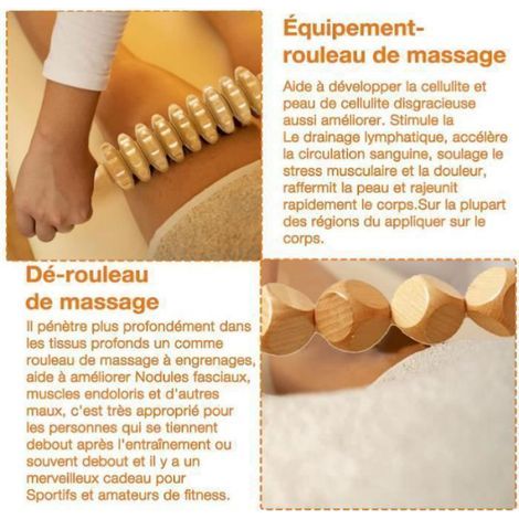 2-teiliges Komplettset für Maderotherapie gegen Cellulite und zur Lymphdrainage (Holzmassagegerät) (1/5)