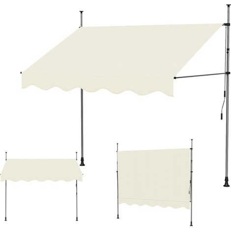 Haloyo® 2.5x1.2m Store banne manuel rétractable, Auvent manuel rétractable, Inclinaison réglable, Installation rapide, Beige (1/5)