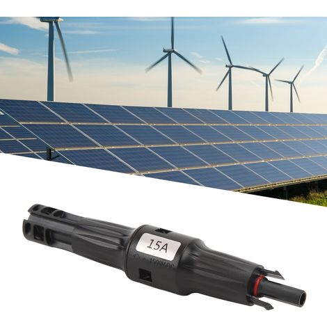 Conector solar fotovoltaico IP68 (macho/hembra) con portafusibles integrado y diodo de protección contra polaridad inversa – 1500 V, 15 A, compatible con módulos solares. (1/5)