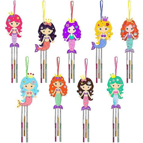 Kit de carillon éolien sirène à peindre soi-même (1 kit). Matériel inclus.-16.5X8.7CM (1/3)