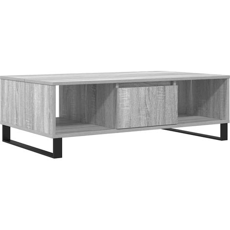 Tavolino da caffè con 3 scomparti 104 x 60 x 35 cm grigio legno ingegnerizzato e ferro DEC040001