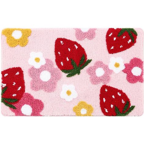 Tapis de bain rose à motif fraise mignonne 45 x 65 cm (1/5)