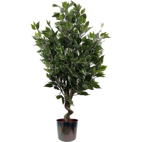 110cm Artificial Evergreen Twist Ficus Tree Multicolour Planter (1/5)