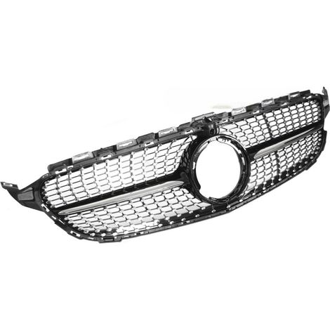 Grille calandre Mercedes classe C W205 de 2018 a 2021 Look Diamant Noir Chrome-42692982