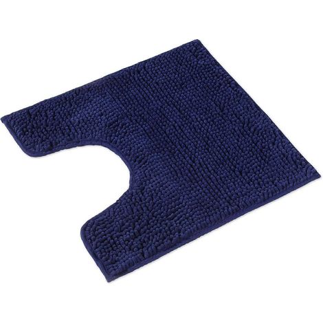 Tapis de bain bleu foncé 50x50 cm, antidérapant, absorbant et doux, pour toilettes. (1/3)