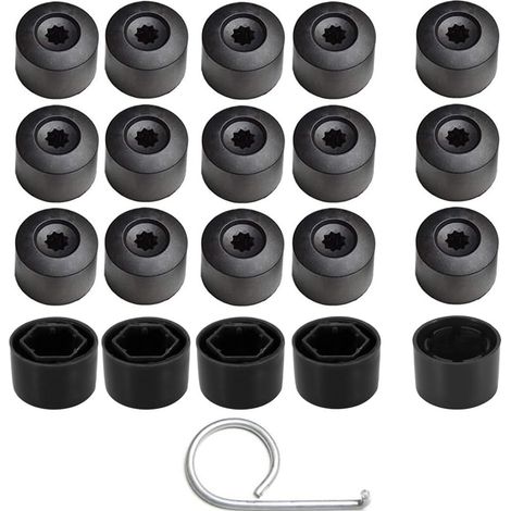 20 Stück 17-mm-Radmutternkappen, Sechskant-Radmutternkappen (4 Stück Diebstahlsicherungskappen + 16 Stück Standardkappen) mit Demontagewerkzeug