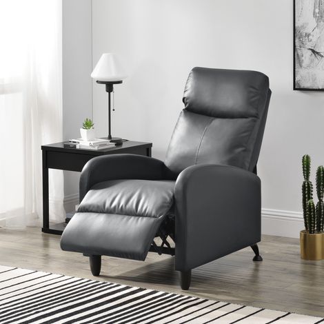 Sillón Relax Elegante - Butaca Reclinable - 102x60x92 cm - Asiento cómodo - Cuero sintético PU - Gris [en.casa] (1/5)
