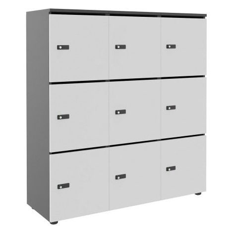 Casier flexycaz 9 cases carbone 3 x 3 cases l 120 x p 42 x h 131,4 +pass - 9 portes individuelles - Blanc - Maxiburo