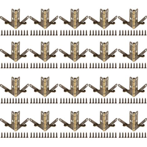 Lot de 20 charnières à ressort à angle de 90°, accessoires pour boîtiers en plastique, bois, métal, bijoux, montres (bronze) (1/5)