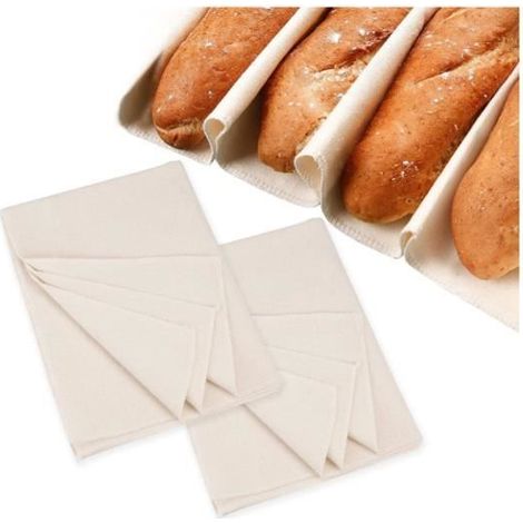 2 Pièces Tissu de Boulanger, Tissu Fermenté, Pain Baguette Couche de Boulanger Professionnel Antiadhésif Tissu de Boulanger pour (1/4)