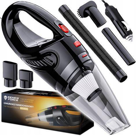 Potente aspiradora de mano para coche de 120 W con filtro HEPA, boquillas y cable de 4 m.
