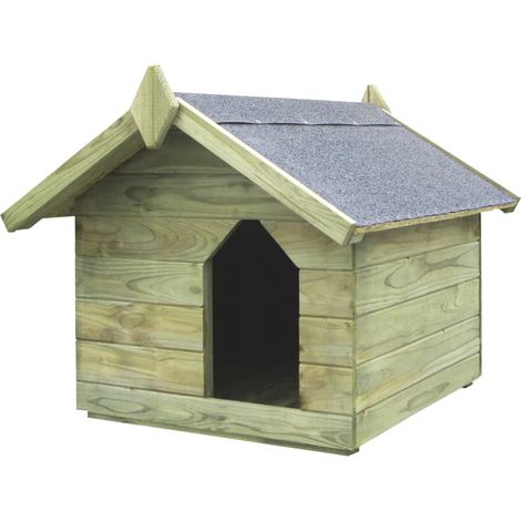 Cuccia per Cane da Esterno con Tetto Apribile Pino Impregnato vidaXL (1/6)