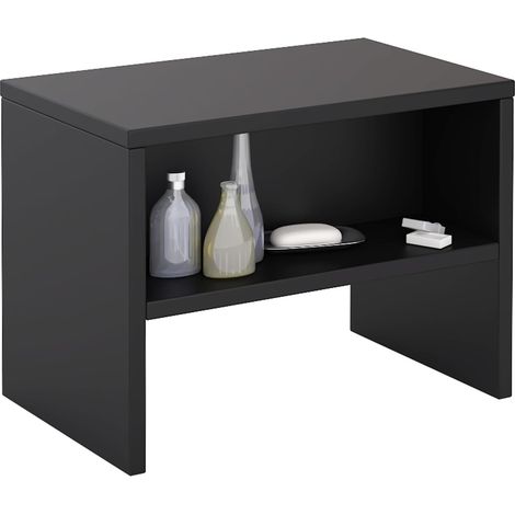Idimex – Table de chevet DION noir – 1 étagère ouverte – Panneau de particules mélaminé – Dimensions 30x40x25 cm (H x L x P)
