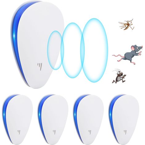 Repellente per zanzare a ultrasuoni, repellente per zanzare, repellente per topi a ultrasuoni, confezione da 4, repellente per zanzare a ultrasuoni per topi e ratti, repellente per zanzare, topi, form (1/5)