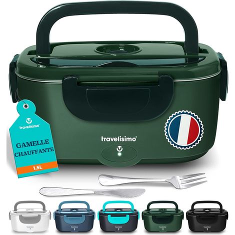 Gamelle Chauffante 100W Lunch Box Chauffante 1,5L Chauffe Plat Electrique 3 en 1 220V 24V 12V, Marmite Electrique, Acier Inoxydable, Chauffe plat Voiture pour Voyage et Bureau (1/5)