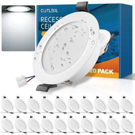 Lot de 20 Spots LED Encastrables, 5W Spots de Plafond Blanc Froid 6000K 450LM, IP44 Spot Salle de Bain Ultramince 25 mm, Spots Encastrés Trou Ø68-80mm, 220V-240V, pour Cuisine, Salon, Chambre