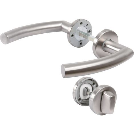 Hoppe Et Cie – Poignée de porte sur rosace inox mat – Condamnation à voyant pour sanitaires – Résistance à la corrosion grade 4 – Montage rapide