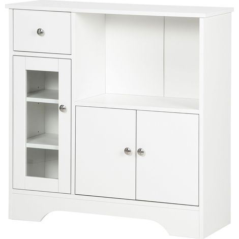 HOMCOM Credenza Cucina Portaoggetti in Truciolato Bianco 80x30x82 cm