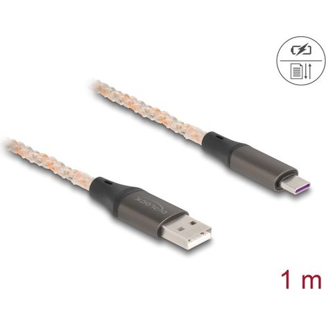 DELOCK Cable USB 2.0 tipo A a USB tipo C con iluminación RGB