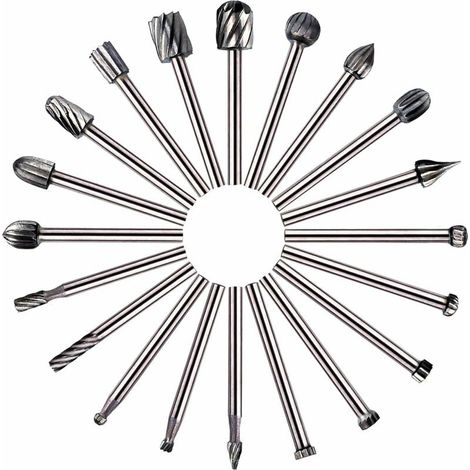 Rotary Router Bits - 20 Pcs HSS Milling Bits Wood Milling Tool with 3mm Shank/Accessories Rotary Tool for DIY Woodworking, Engraving (1/5)