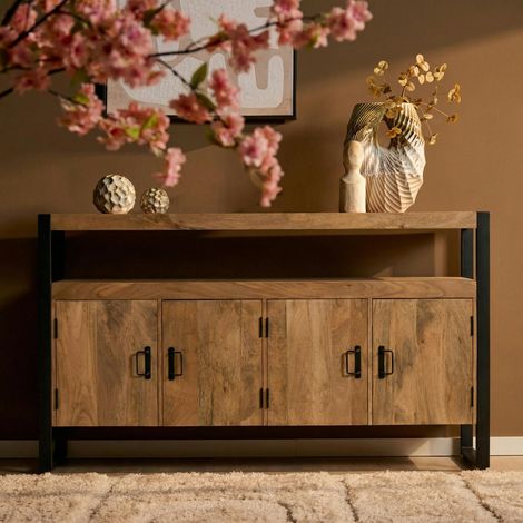 Buffet bois métal 4 portes double plateau MILORA (1/5)