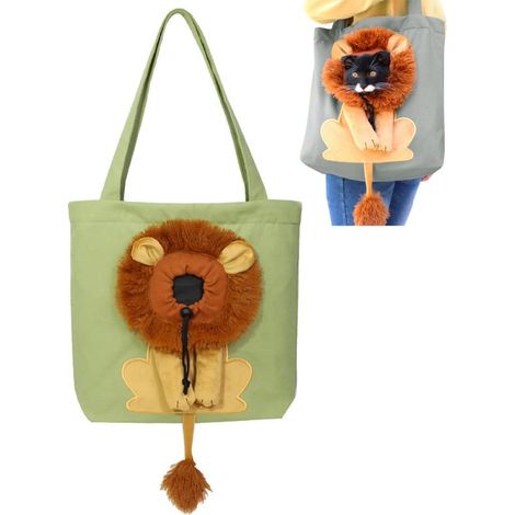 Sac bandoulière toile animal, motif lion, pour chat et petit chien (toile) (1/5)