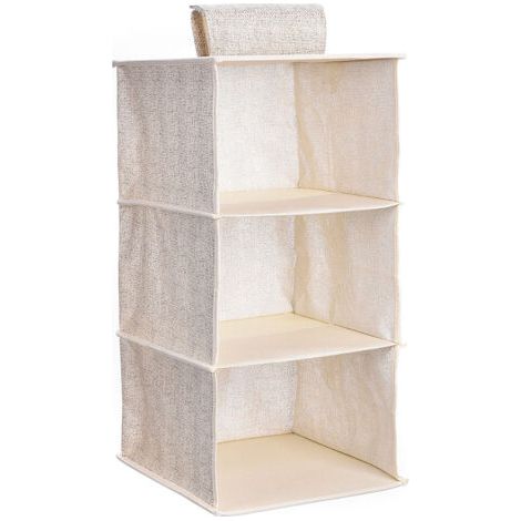 QORVA-Étagère de penderie à Suspendre, Organisateur de Placard de Rangement Suspendu avec 3 Compartiments, Organisateur Suspendu Pliable et Gain de Place Système de Rangement
