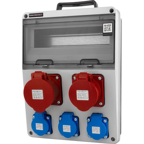 Coffret électrique de chantier 16 A, 32 A, CEE, 2x230 V, Erbetka avec poignée, Doktorvolt CAS DV-8102-F (1/4)