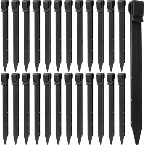 LATERN 25 Pièces Piquets de Sol en Plastique, 25CM Piquets de Bordure de Paysage Robustes Piquets de Tente Pointes d'ancrage pour Tentes Planche Terrasse Bordure Pelouse Jardin Extérieur (Noir)