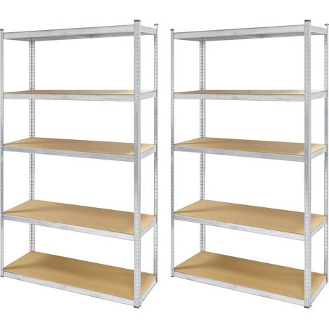 Lot de 2 étagères métal XXL grand modèle - Hauteur 2M20 Largeur 1m20 - charges très lourdes - 5 plateaux - 1325 Kg (1/5)