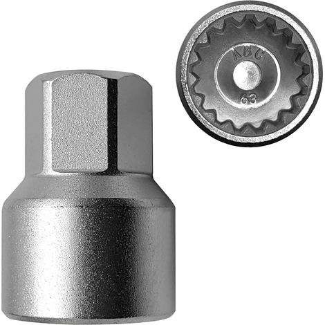 Ortviai Clé de démontage pour écrous antivol de jantes Porsche – Douille fine 63 mm en acier trempé