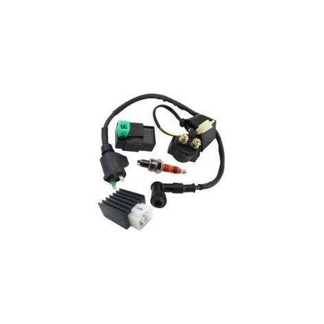 Bobina di accensione, solenoide, relè, regolatore di tensione, centralina CDI a 5 pin, candela per ATV, Kart, Dirt Bike, Pit Bike da 50cc, 70cc, 90cc, 110cc, 125cc - Crezuo