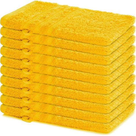 15 x 21 cm 100% Cotton Terry Towelling Wash Mitts - Soft and Absorbent - Ideal for Home, Hotel, Spa, Guests and Baby - Face Towel/Towel - Rapeseed Yellow (1/4)
