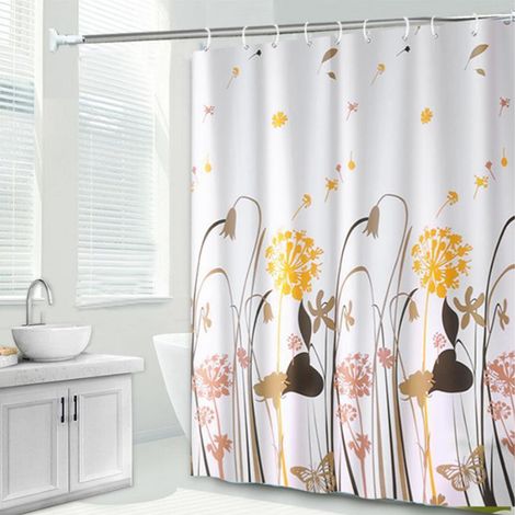 Rideau de Douche Décoratif à l'Effet d'Aquarelle - Technique "Line Halo Dyeing" - Tissu Imperméable avec Crochets - 60" x 70" (152x178cm) (1/5)