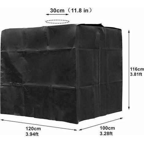 Bâche de réservoir d'eau, Bâche Couverture Réservoir IBC pour Cuve 1000L, Capôt de Protection Container Citerne Eau, Anti-poussière Anti-UV Anti-Pluie, 120x100x116cm (le noir) (1/4)