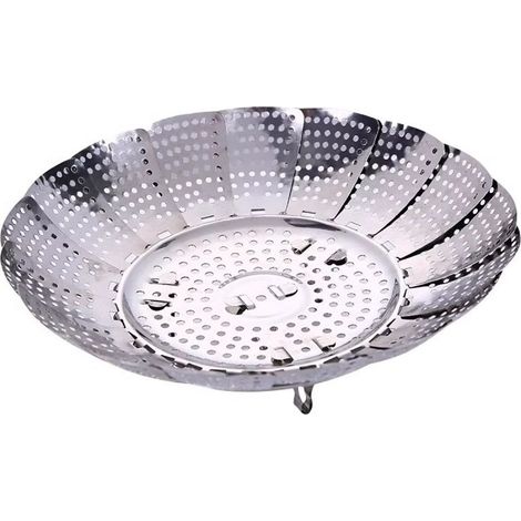 Panier vapeur pliable en acier inoxydable, plateau vapeur multifonctionnel pour la maison, cuiseur vapeur extensible et épais (1/5)