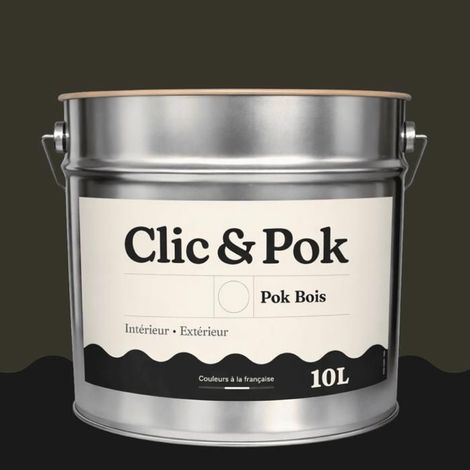 Peinture Bois Extérieur – POK BOIS - 10L - RAL 6008 - Vert brun- Résistante aux intempéries - Ne s'écaille pas