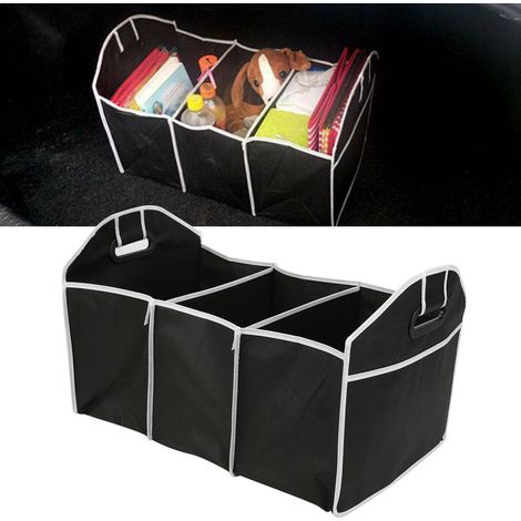 Organisateur de coffre pliable pour voiture, grand sac de rangement pour SUV, camionnette et fourgon, contenant spacieux et universel.