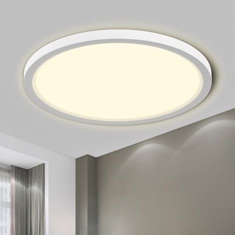 Plafonnier Led Lamp De Salle De Bain Étanche Ip44 Ronde Plate 18w 4000k 1980lm Simple Modern Mince Pour Salon De Bain Chambre Cuisine Balcon Couloir Sous-Sol Bureau 220x24mm [Energieklasse E] (1/5)