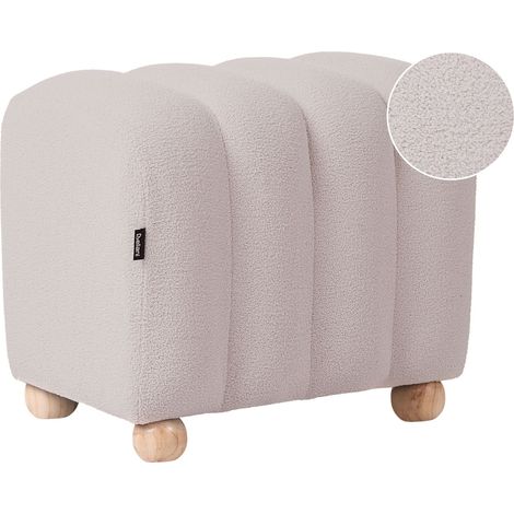 Pouf IDYLLWILD Bouclé Cremeweiß