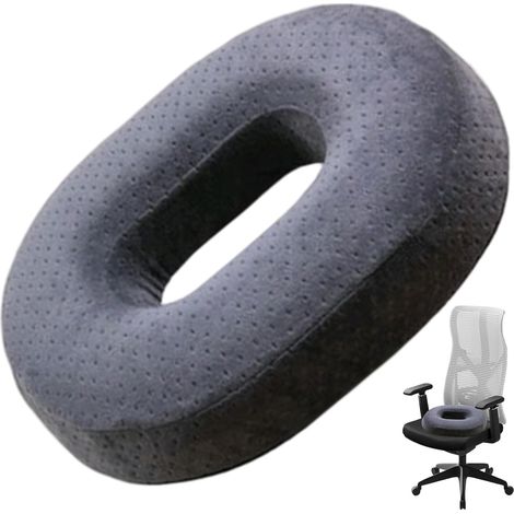 Oreiller donut en mousse à mémoire de forme 38, 1 x 30, 5 x 7, 6 cm avec housse en velours et fermeture éclair, coussin de siège ergonomique pour hémorroïdes pour soulager la douleur du coccyx à la (1/5)
