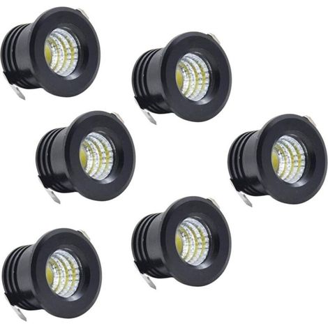 6er-Set Mini-LED-Einbaustrahler, Schwarz, Mini-LED-Strahler für Schrankdeckenbeleuchtung, 3 W, Warmweiß