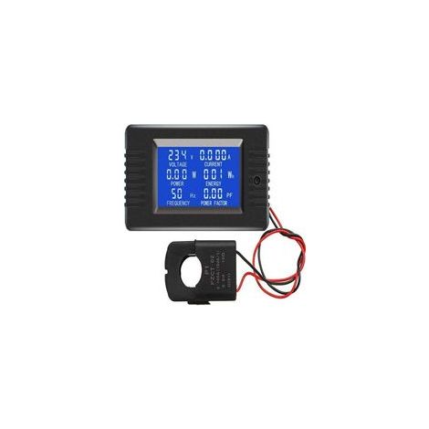 Multimètre numérique LCD 80-260V 100A – Mesure tension, courant, puissance, fréquence – Alarme surcharge – Stockage données