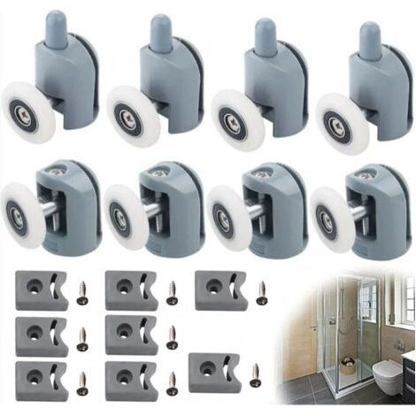 8 Sliding Shower Door Rollers, Shower Door Rollers, 25mm Shower Door Rollers, Gray Nylon Shower Roller Accessories, 4 Upper and 4 Lower (1/5)