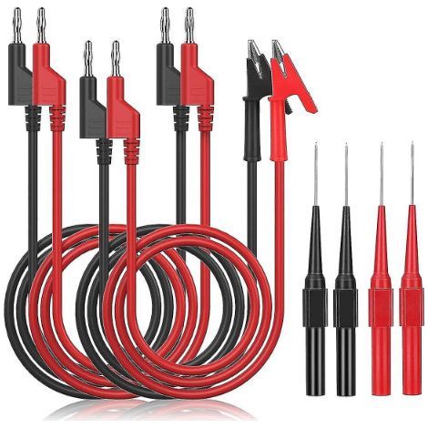 Câbles de Test de Multimètre avec Sondes de Multimètre Pince Crocodile Fiche Banane 4mm pour Multimetre Professionnel Testeur Electrique Noir Rouge 6 Pièces (1/5)