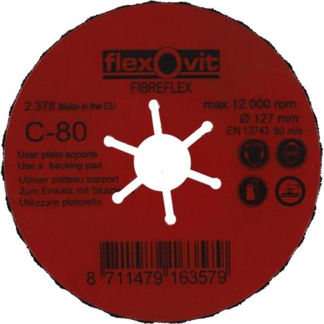 Disque abrasif appliqué FIBREFLEX - Ø125 mm - Grain 80 - FLEXOVIT