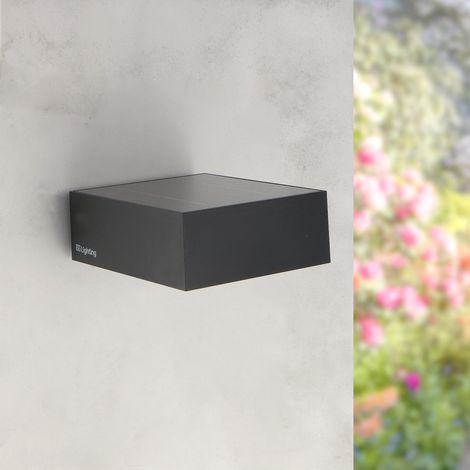 IluminaShop - Aplique LED Solar Black Bin IP65 Sensor Crepuscular / Sensor de movimiento Blanco Neutro 4000K