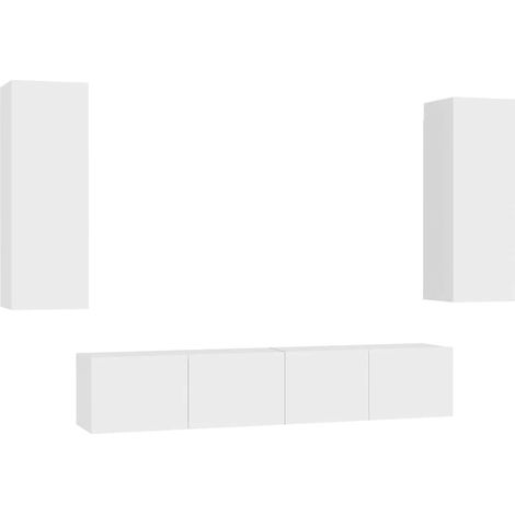 Maison Exclusive - Set Mobili Porta TV 4 pz Bianco in Legno Multistrato (1/5)