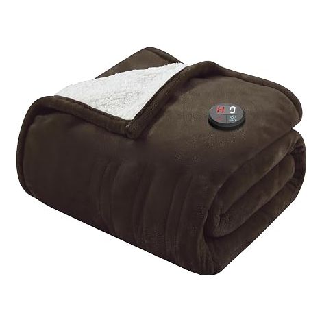 Couverture Chauffante 130x180cm Plaid Chauffant Brun (1/5)