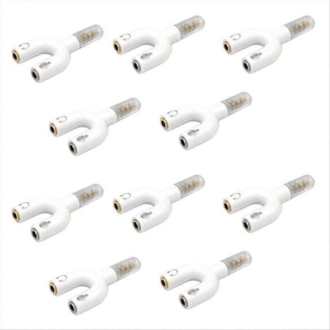 Lot de 10 adaptateurs audio en U avec prise jack 3,5 mm pour casque, microphone et audio, connecteur pivotant 2 en 1, blanc (1/5)
